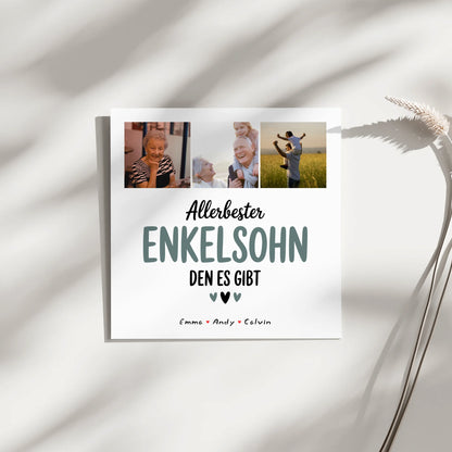 Personalisierte Fotoboard Magnet Wandbild Geschenk für den besten Enkelsohn Fotocollage