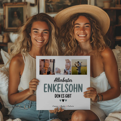 Personalisierte Fotoboard Magnet Wandbild Geschenk für den besten Enkelsohn Fotocollage
