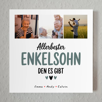 Personalisierte Fotoboard Magnet Wandbild Geschenk für den besten Enkelsohn Fotocollage