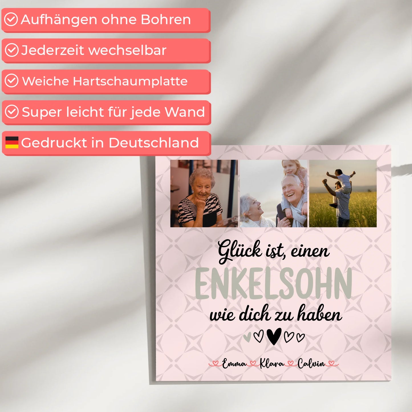 Fotoboard Magnet Poster Fotocollage für Enkelsohn Glück Ist einen Enkelsohn Wie Dich Zu Haben