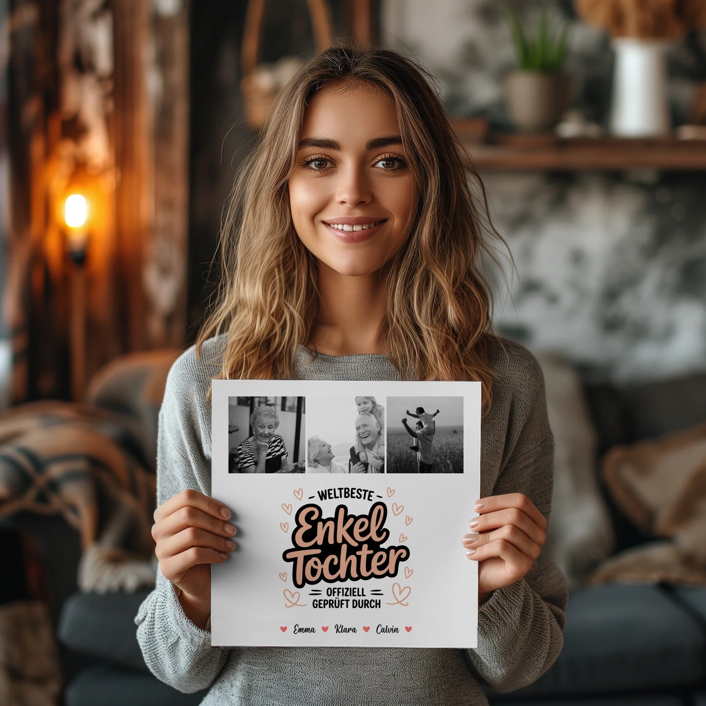 Magnetposter Fotoboard für die Weltbeste Enkeltochter Offiziell Geprüft Durch 2