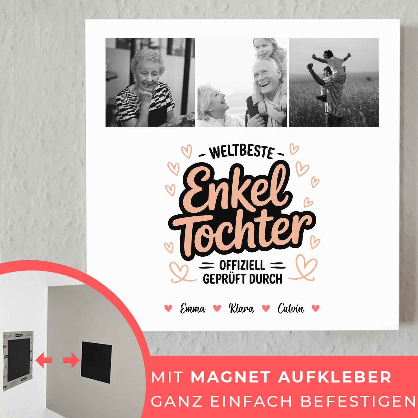 Magnetposter Fotoboard für die Weltbeste Enkeltochter Offiziell Geprüft Durch 4