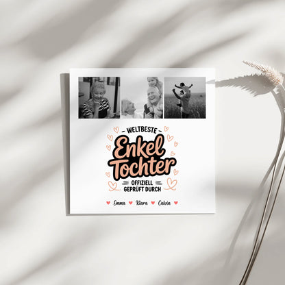 Magnetposter Fotoboard für die Weltbeste Enkeltochter Offiziell Geprüft Durch