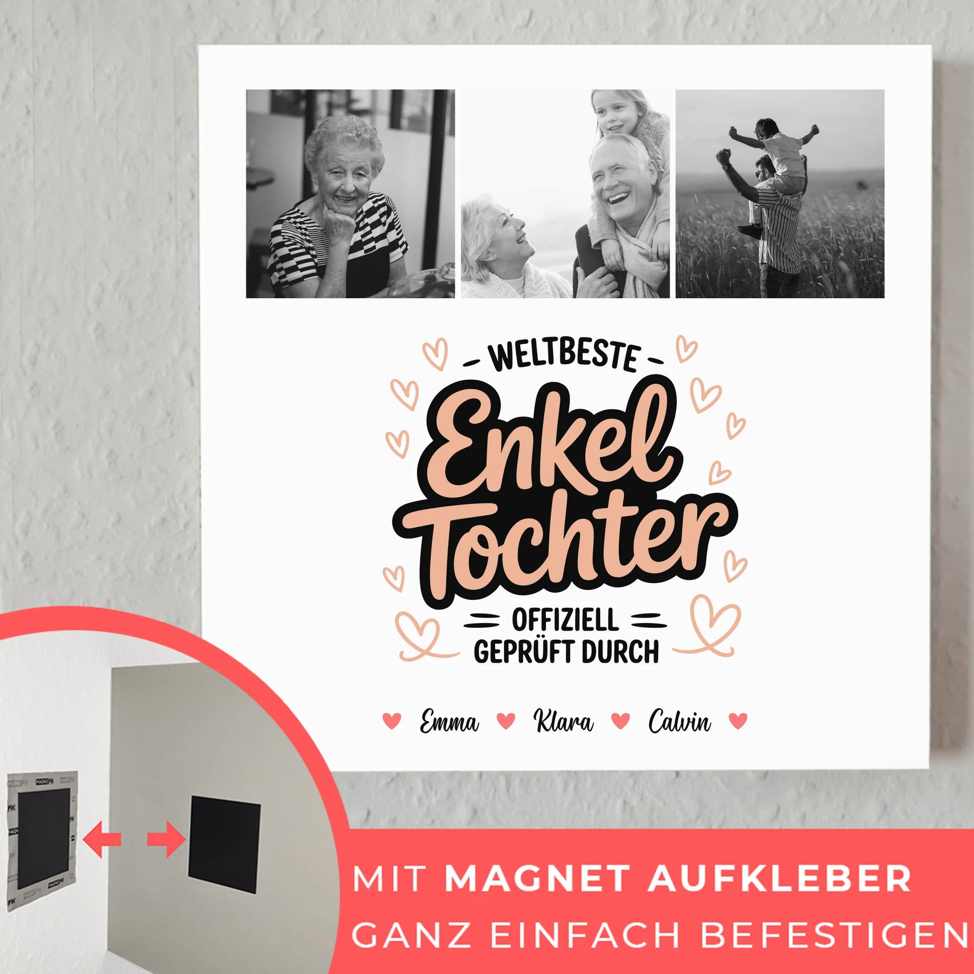 Magnetposter Fotoboard für die Weltbeste Enkeltochter Offiziell Geprüft Durch 10