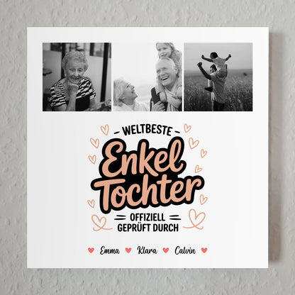 Magnetposter Fotoboard für die Weltbeste Enkeltochter Offiziell Geprüft Durch