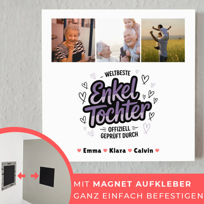 Fotoboard Magnet Poster Geschenk für Enkeltochter Weltbeste Enkeltochter Offiziell Geprüft Durch 4