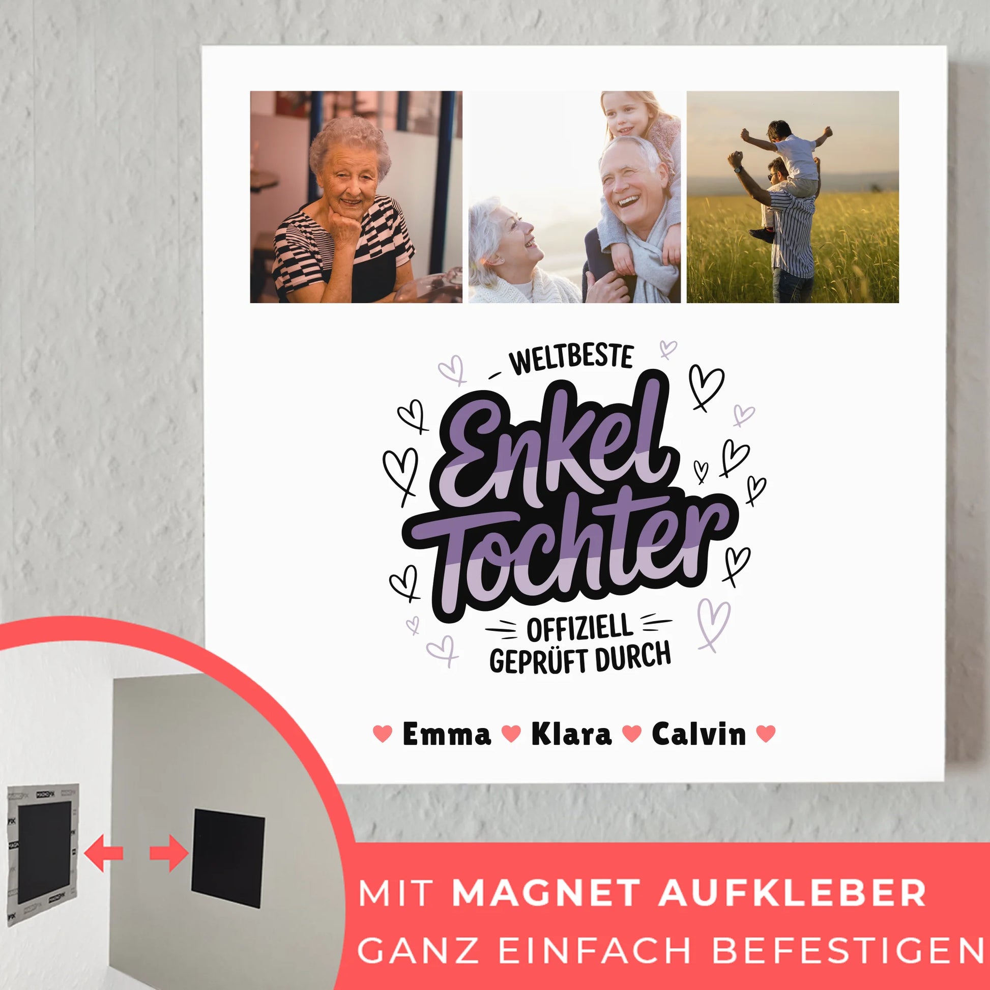 Fotoboard Magnet Poster Geschenk für Enkeltochter Weltbeste Enkeltochter Offiziell Geprüft Durch 10