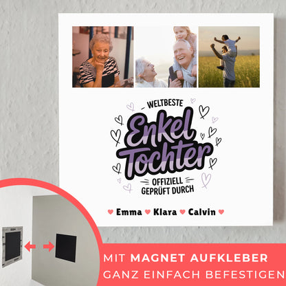 Fotoboard Magnet Poster Geschenk für Enkeltochter Weltbeste Enkeltochter Offiziell Geprüft Durch 10