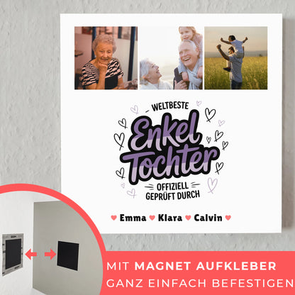 Fotoboard Magnet Poster Geschenk für Enkeltochter Weltbeste Enkeltochter Offiziell Geprüft Durch