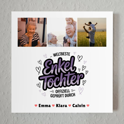 Fotoboard Magnet Poster Geschenk für Enkeltochter Weltbeste Enkeltochter Offiziell Geprüft Durch 7