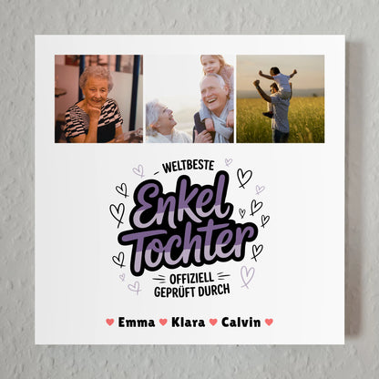 Fotoboard Magnet Poster Geschenk für Enkeltochter Weltbeste Enkeltochter Offiziell Geprüft Durch