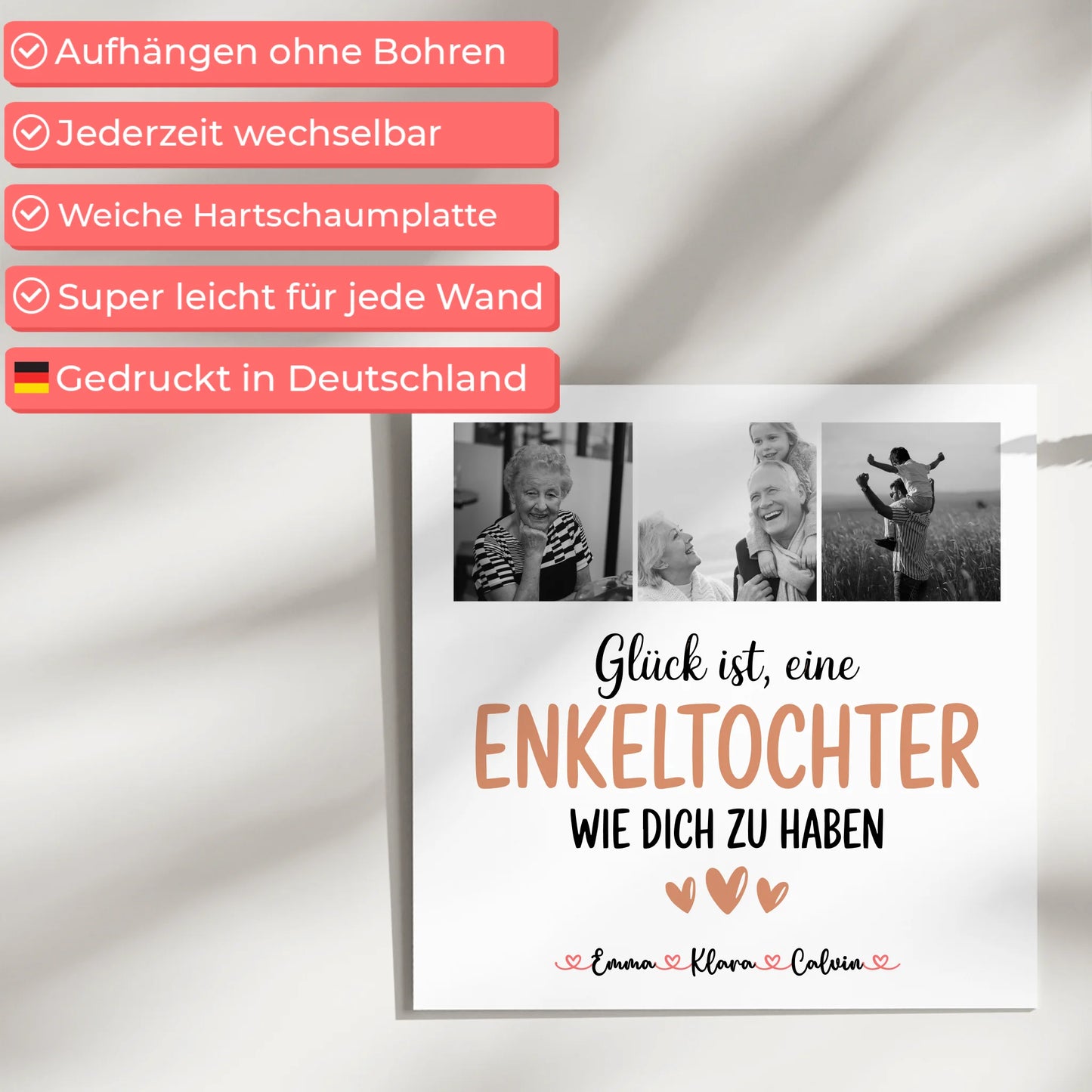 Fotoboard Magnet Wandbild Fotocollage Enkeltochter Glück Ist eine Enkeltochter Wie Dich Zu Haben