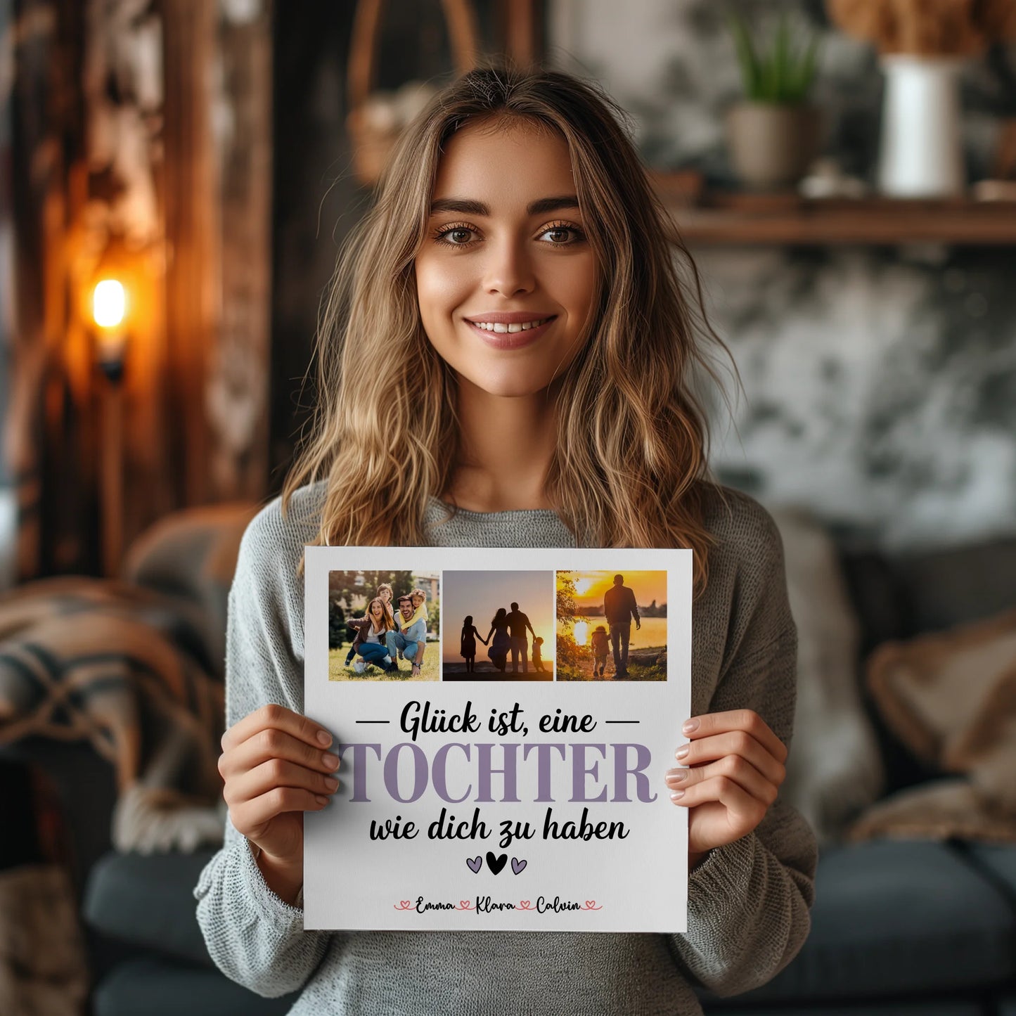 Personalisierte Fotoboard Magnet Wandbild Fotocollage für Tochter Glück Ist eine Tochter Wie Dich Zu Haben 2