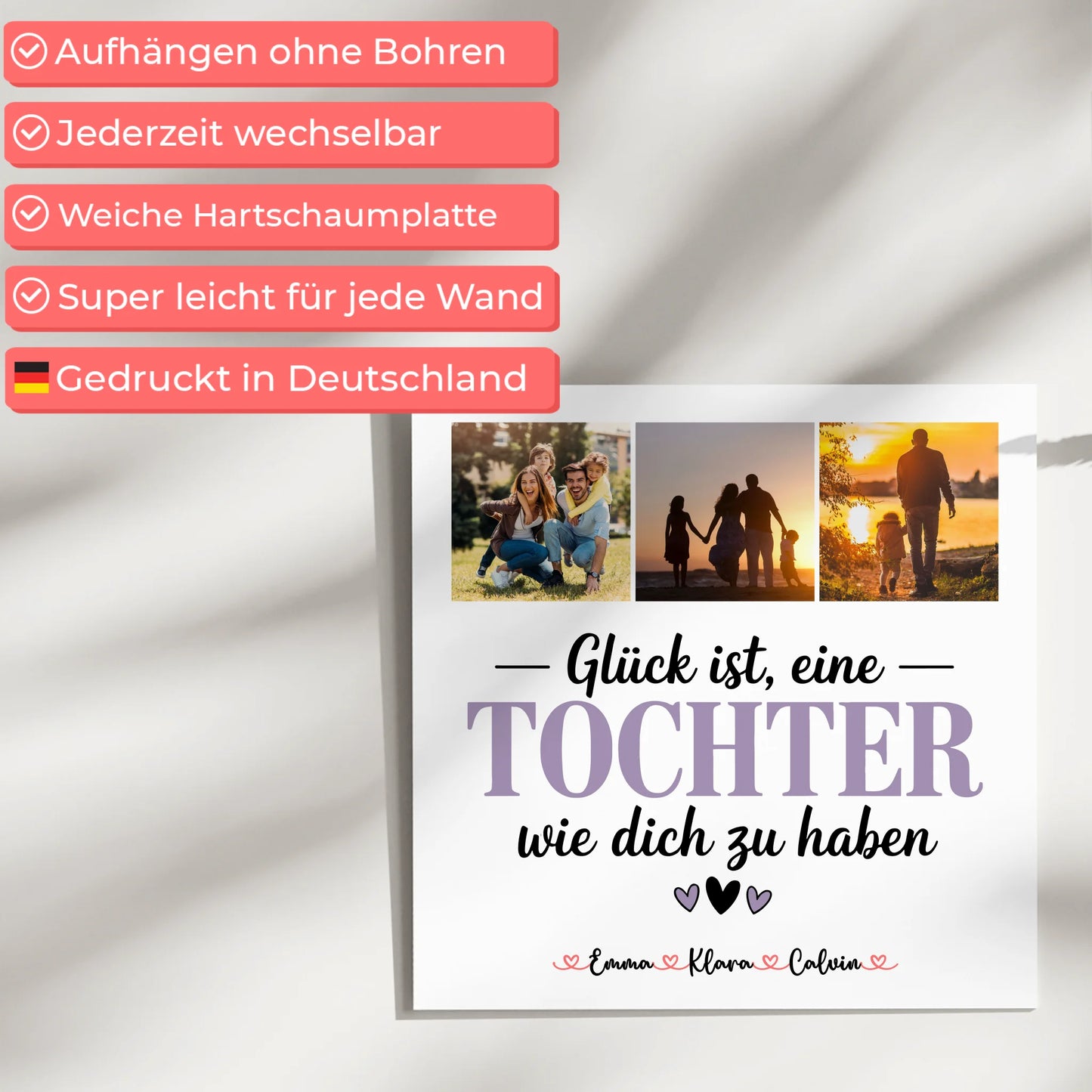 Personalisierte Fotoboard Magnet Wandbild Fotocollage für Tochter Glück Ist eine Tochter Wie Dich Zu Haben 5