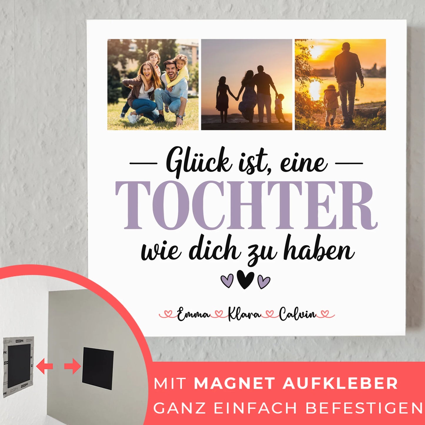Personalisierte Fotoboard Magnet Wandbild Fotocollage für Tochter Glück Ist eine Tochter Wie Dich Zu Haben 10