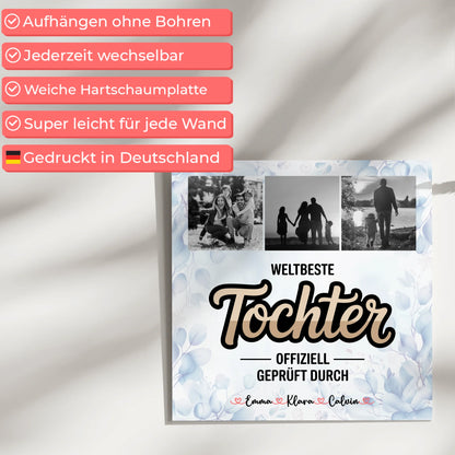 Fotoboard Poster Magnetisch für Tochter Weltbeste Tochter Offiziell Geprüft Durch personalisierte Fotocollage 5