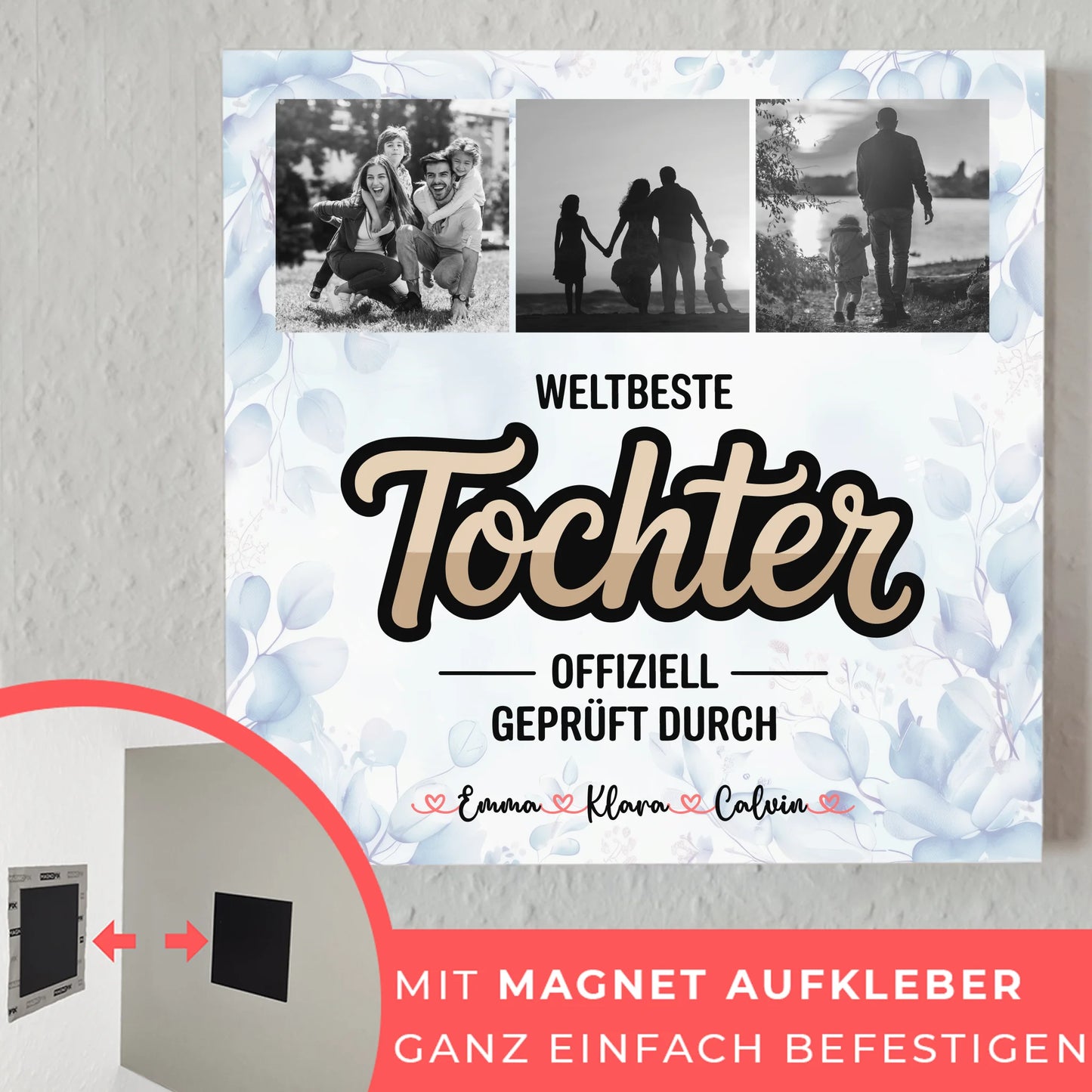 Fotoboard Poster Magnetisch für Tochter Weltbeste Tochter Offiziell Geprüft Durch personalisierte Fotocollage 4