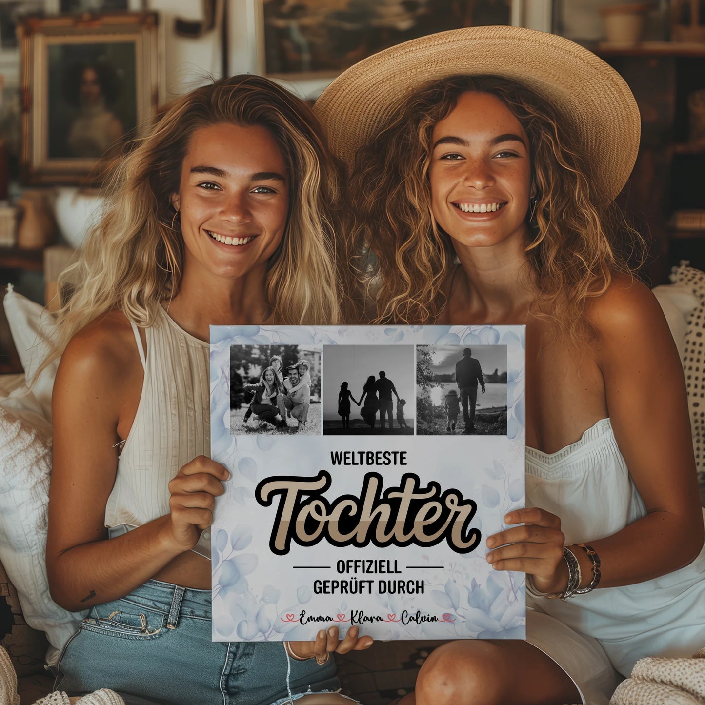 Fotoboard Poster Magnetisch für Tochter Weltbeste Tochter Offiziell Geprüft Durch personalisierte Fotocollage