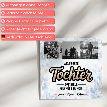 Fotoboard Poster Magnetisch für Tochter Weltbeste Tochter Offiziell Geprüft Durch personalisierte Fotocollage