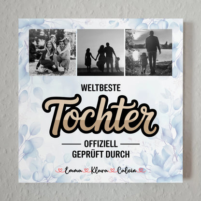 Fotoboard Poster Magnetisch für Tochter Weltbeste Tochter Offiziell Geprüft Durch personalisierte Fotocollage