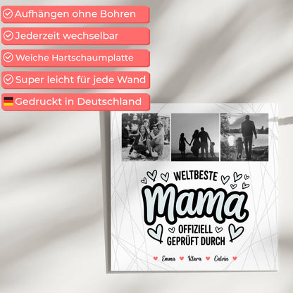 Mama Plakat und Fotocollage Weltbeste Mama Offiziell Geprüft Durch personalisiertes Geschenk