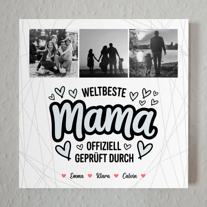 Mama Plakat und Fotocollage Weltbeste Mama Offiziell Geprüft Durch personalisiertes Geschenk 1