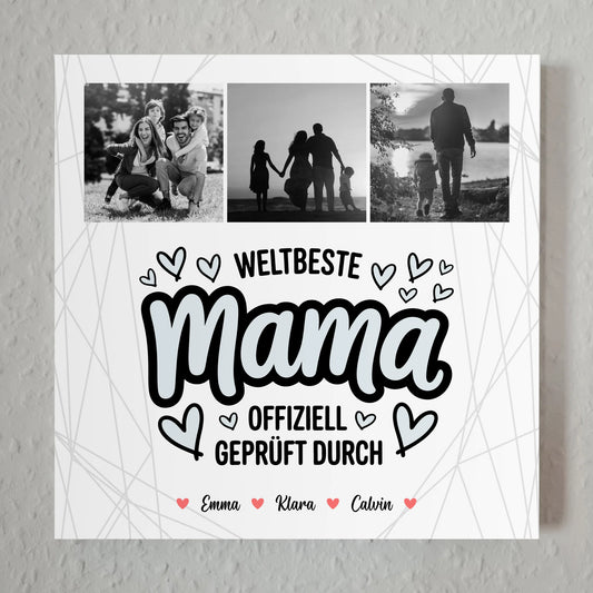 Mama Plakat und Fotocollage Weltbeste Mama Offiziell Geprüft Durch personalisiertes Geschenk 1