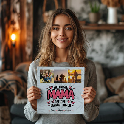 Mama Plakat Fotoboard Fotocollage für Mama Weltbeste Mama Offiziell Geprüft Durch Geschenk 2