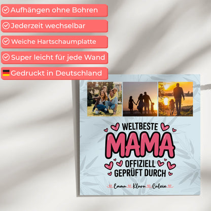 Mama Plakat Fotoboard Fotocollage für Mama Weltbeste Mama Offiziell Geprüft Durch Geschenk