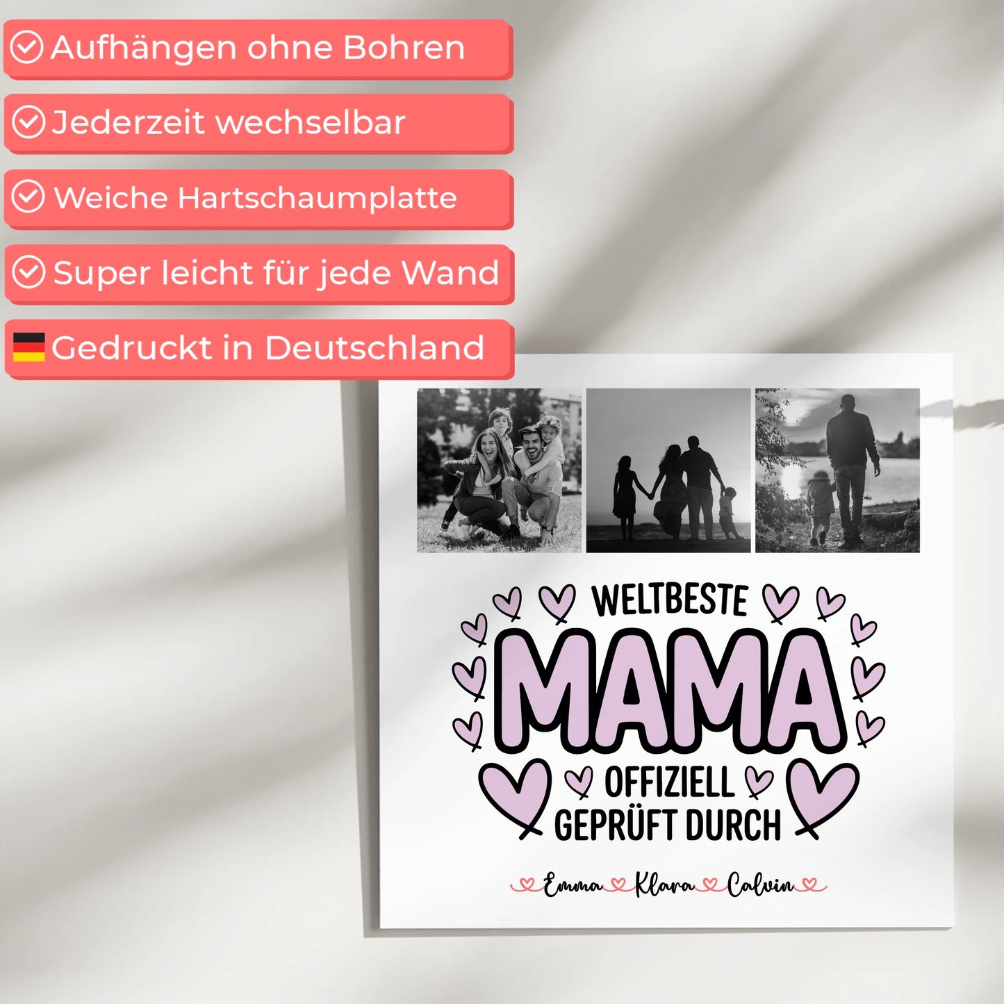 Mama Plakat Fotoboard Mama Fotocollage Weltbeste Mama Offiziell Geprüft Durch personalisiertes Geschenk