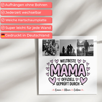Mama Plakat Fotoboard Mama Fotocollage Weltbeste Mama Offiziell Geprüft Durch personalisiertes Geschenk