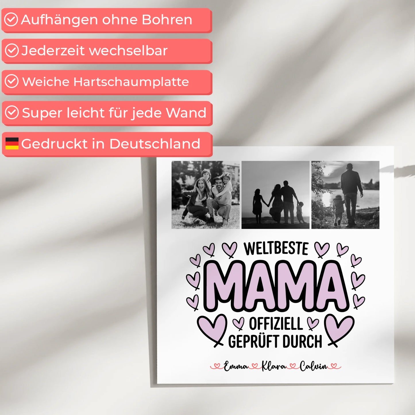 Mama Plakat Fotoboard Mama Fotocollage Weltbeste Mama Offiziell Geprüft Durch personalisiertes Geschenk