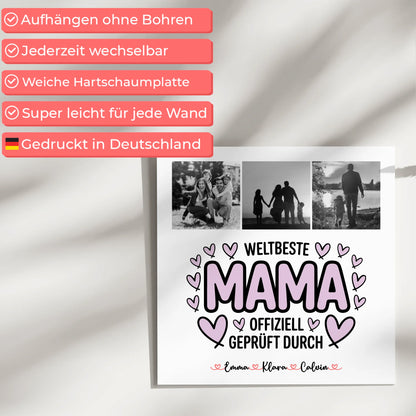 Mama Plakat Fotoboard Mama Fotocollage Weltbeste Mama Offiziell Geprüft Durch personalisiertes Geschenk