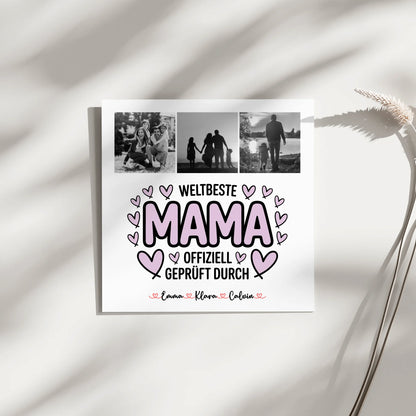Mama Plakat Fotoboard Mama Fotocollage Weltbeste Mama Offiziell Geprüft Durch personalisiertes Geschenk