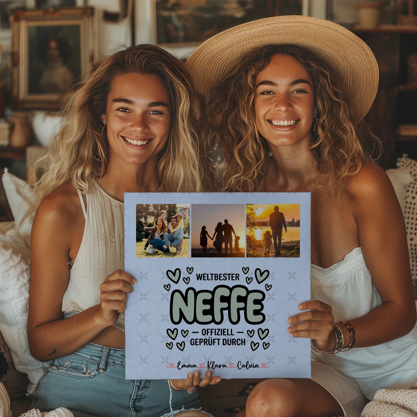 Fotoboard Magnet Wandbild Fotocollage für Neffe Weltbester Neffe Offiziell Geprüft Durch