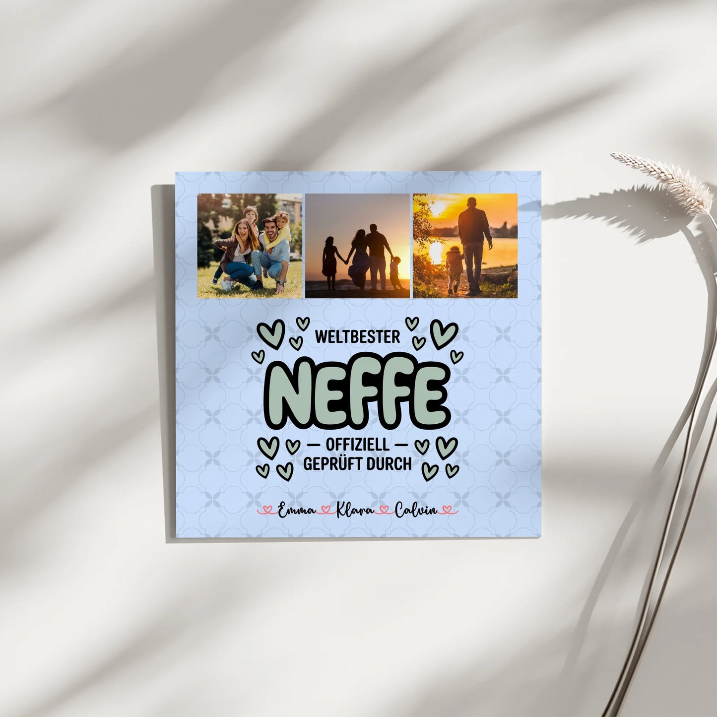 Fotoboard Magnet Wandbild Fotocollage für Neffe Weltbester Neffe Offiziell Geprüft Durch