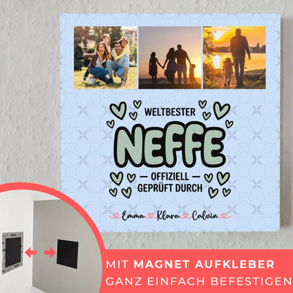 Fotoboard Magnet Wandbild Fotocollage für Neffe Weltbester Neffe Offiziell Geprüft Durch