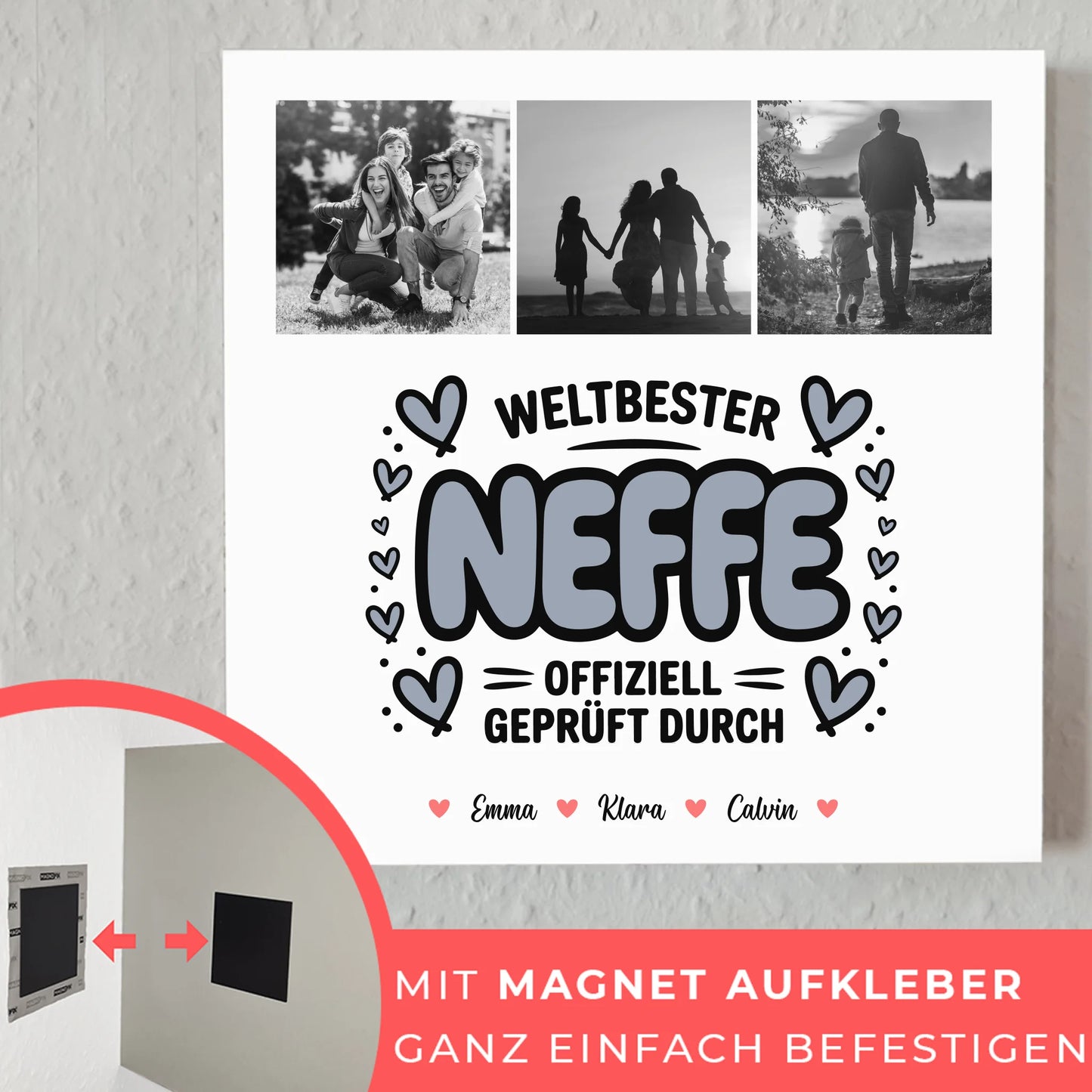 Fotoboard Poster Magnetisch Neffe Fotocollage Weltbester Neffe Offiziell Geprüft Durch 10