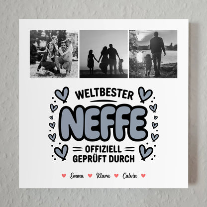 Fotoboard Poster Magnetisch Neffe Fotocollage Weltbester Neffe Offiziell Geprüft Durch