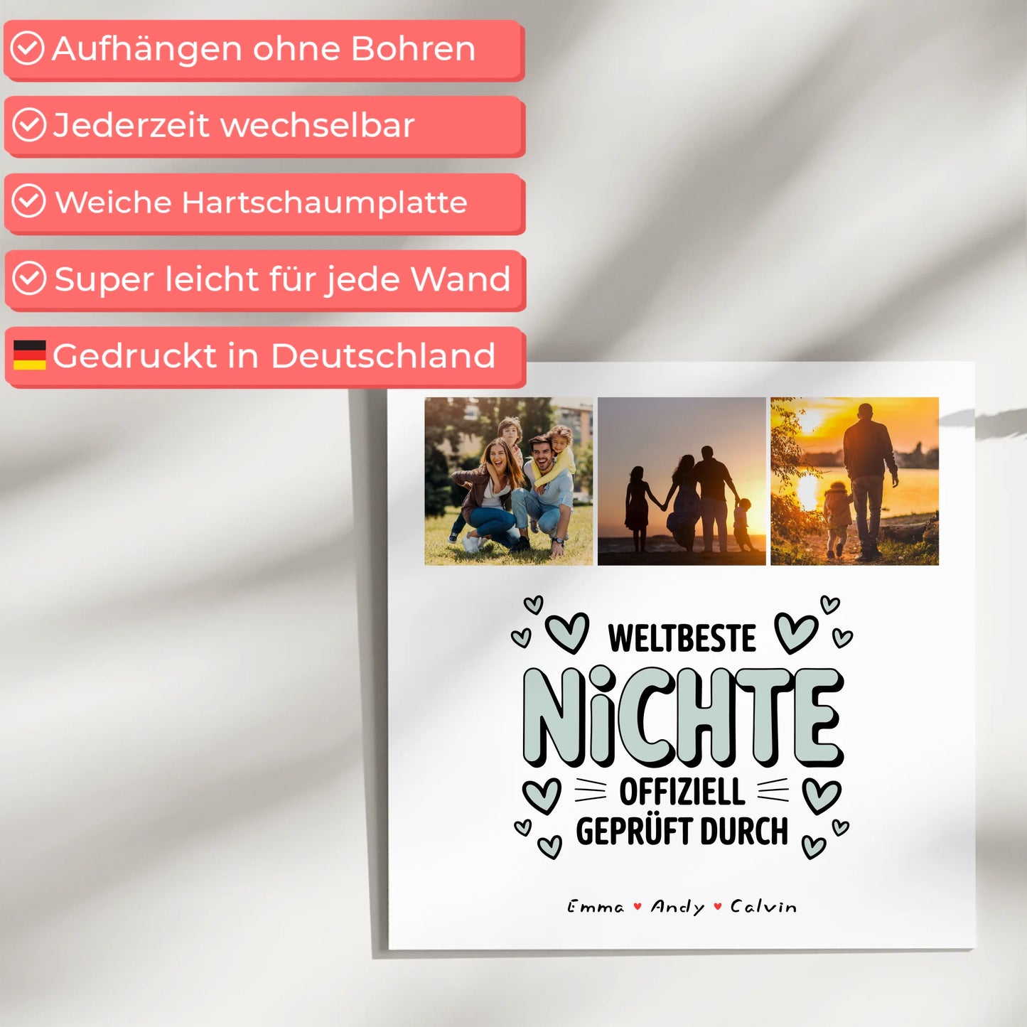 Fotoboard Magnet Wandbild Geschenk Fotocollage Nichte Weltbeste Nichte Offiziell Geprüft Durch 5