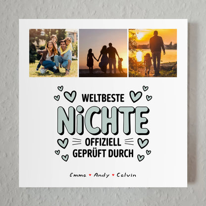 Fotoboard Magnet Wandbild Geschenk Fotocollage Nichte Weltbeste Nichte Offiziell Geprüft Durch 1