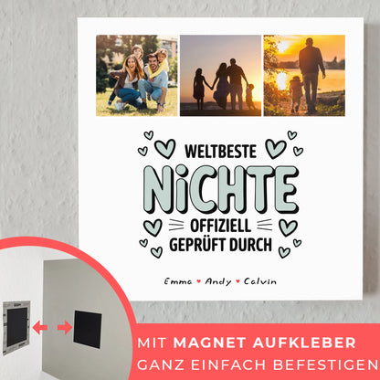 Fotoboard Magnet Wandbild Geschenk Fotocollage Nichte Weltbeste Nichte Offiziell Geprüft Durch 10