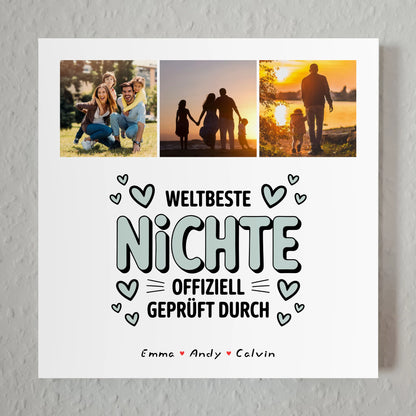 Fotoboard Magnet Wandbild Geschenk Fotocollage Nichte Weltbeste Nichte Offiziell Geprüft Durch