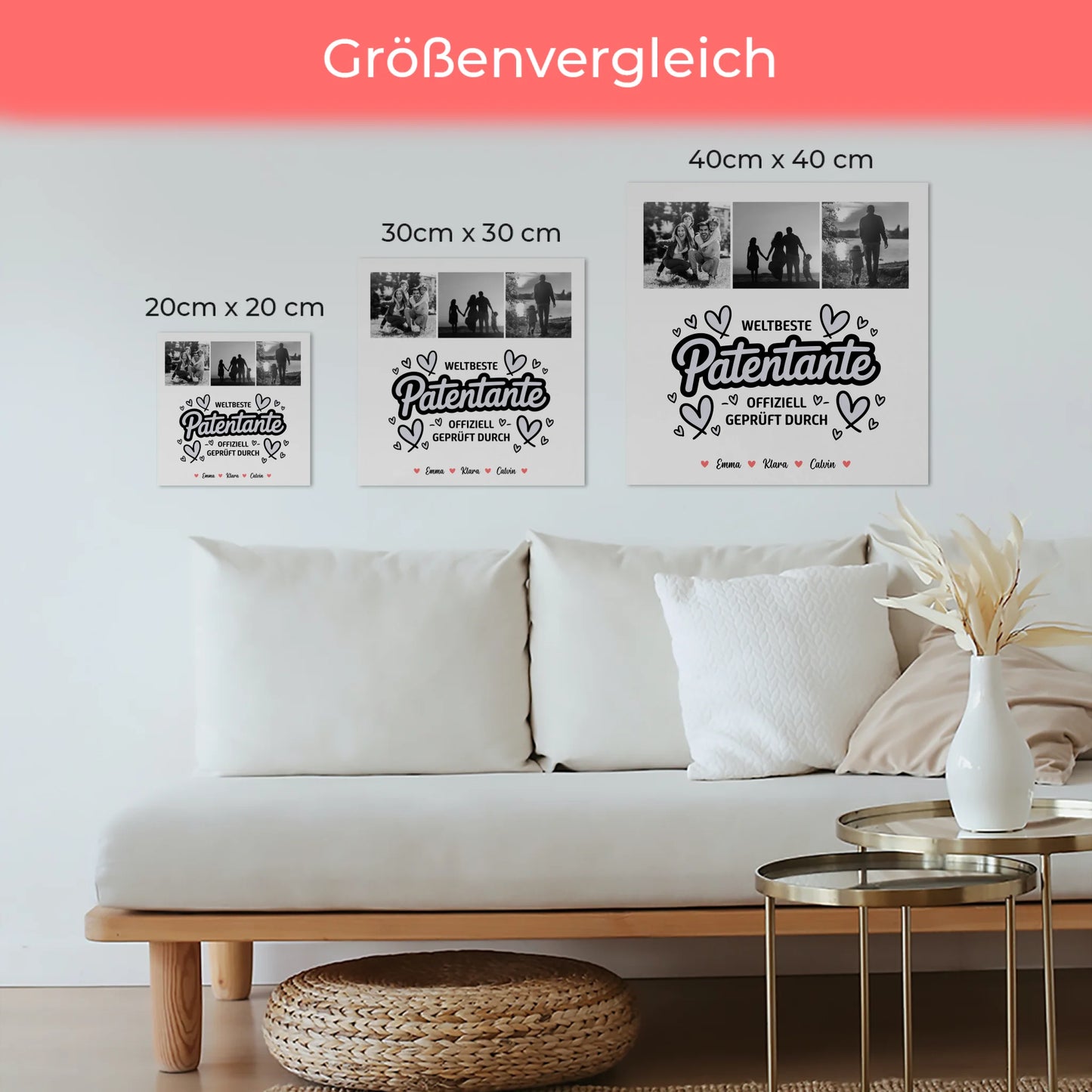 Personalisierte Fotoboard Poster Magnetisch mit Patentante Fotocollage Weltbeste Patentante Offiziell Geprüft Durch