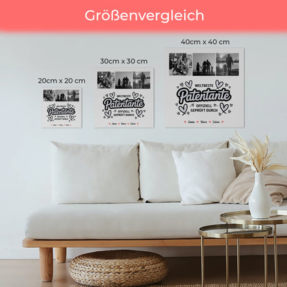 Personalisierte Fotoboard Poster Magnetisch mit Patentante Fotocollage Weltbeste Patentante Offiziell Geprüft Durch