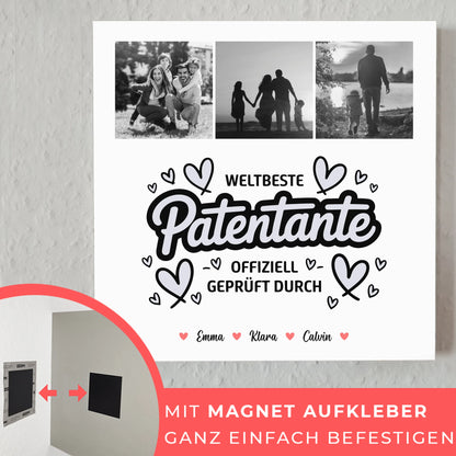 Personalisierte Fotoboard Poster Magnetisch mit Patentante Fotocollage Weltbeste Patentante Offiziell Geprüft Durch 4