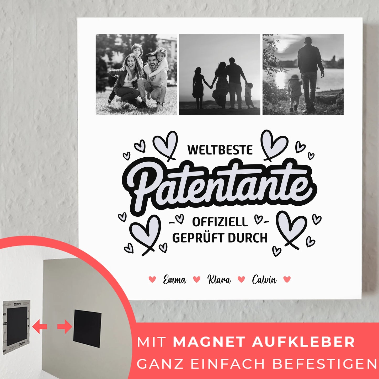Personalisierte Fotoboard Poster Magnetisch mit Patentante Fotocollage Weltbeste Patentante Offiziell Geprüft Durch