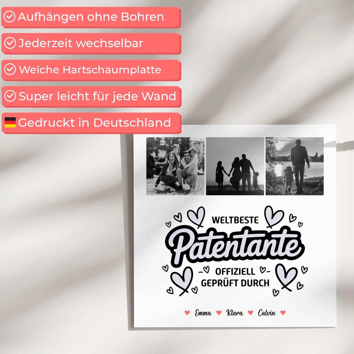 Personalisierte Fotoboard Poster Magnetisch mit Patentante Fotocollage Weltbeste Patentante Offiziell Geprüft Durch