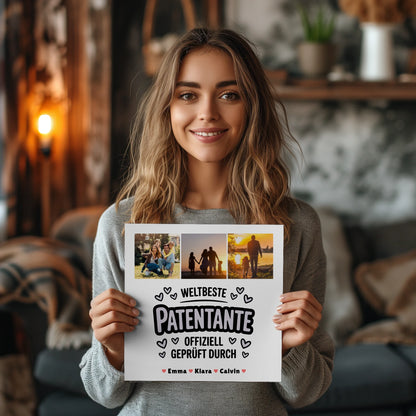 Fotoboard Magnet Poster Geschenk Fotocollage Patentante Weltbeste Patentante Offiziell Geprüft Durch 2