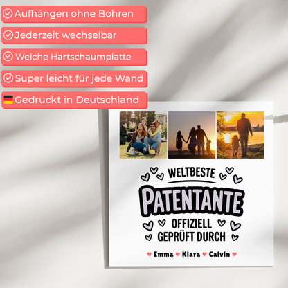 Fotoboard Magnet Poster Geschenk Fotocollage Patentante Weltbeste Patentante Offiziell Geprüft Durch
